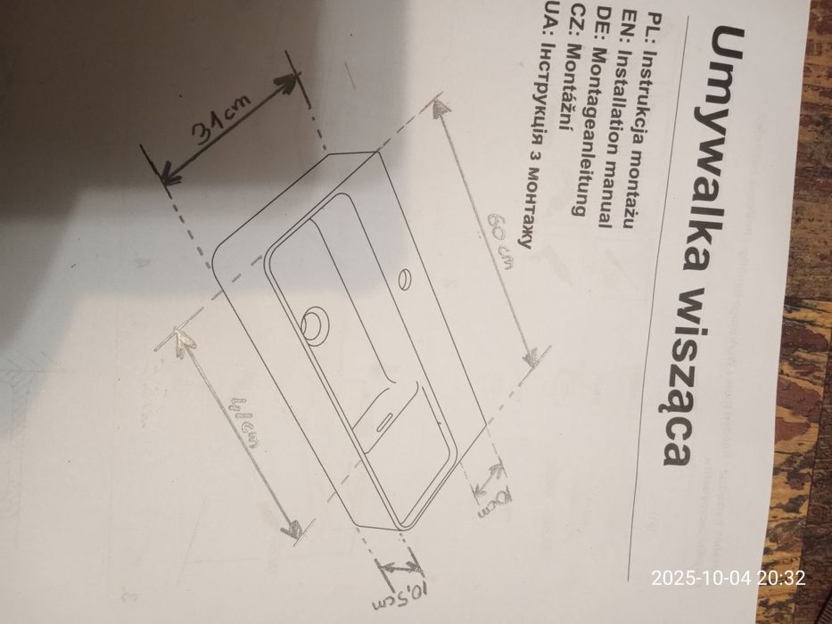 Umywalka wisząca lub nablatowa