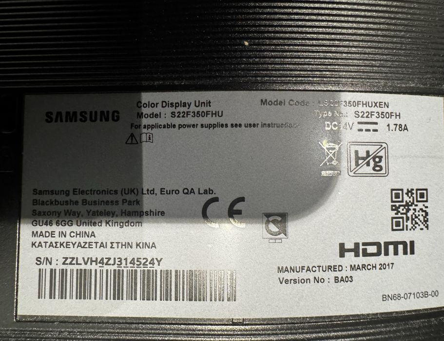 Monitor Samsung S22F350FH – Full HD / HDMI / 22 cale