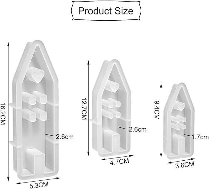 3 silikonowe formy do odlewania domów, formy do świec GIPSU 3D,