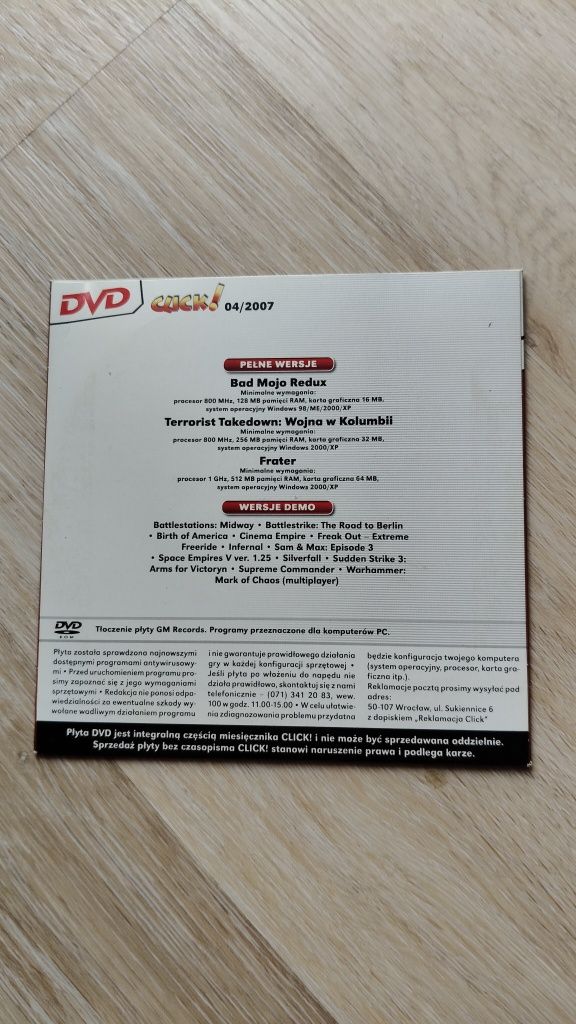 Click magazyn 04/2007 + gry Bad Mojo, Terrorist Takedown, Frater PL