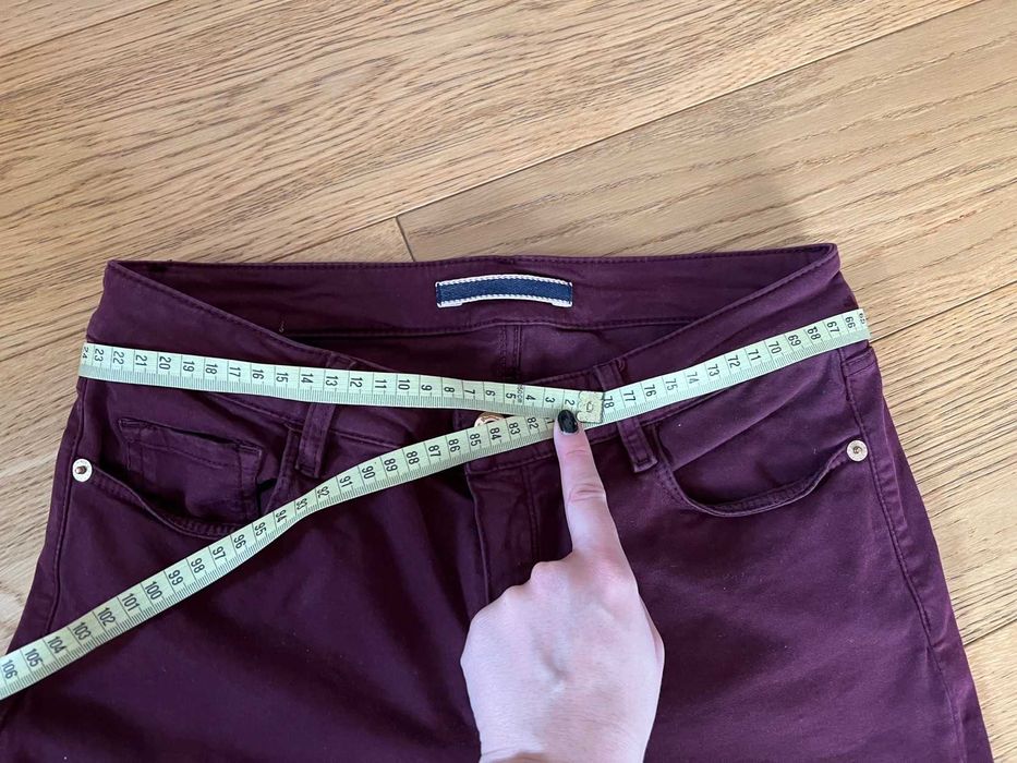 Bordowe spodnie z niskim stanem (skiny fit), Massimo Dutti - 38/M