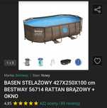 Basen stelażowy 427x250x100 brązowy + okno