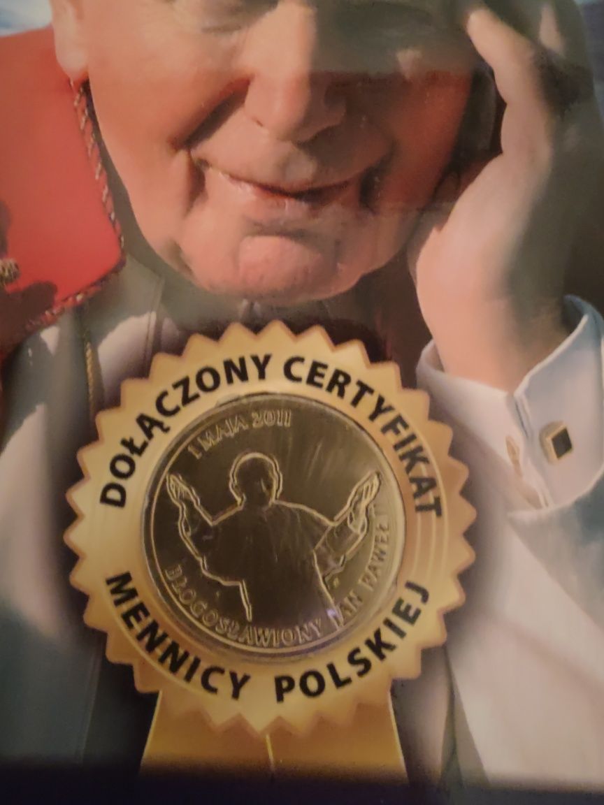 Jan Paweł II numizmat platerowany 24 karatowym złotem - Mennica Polska
