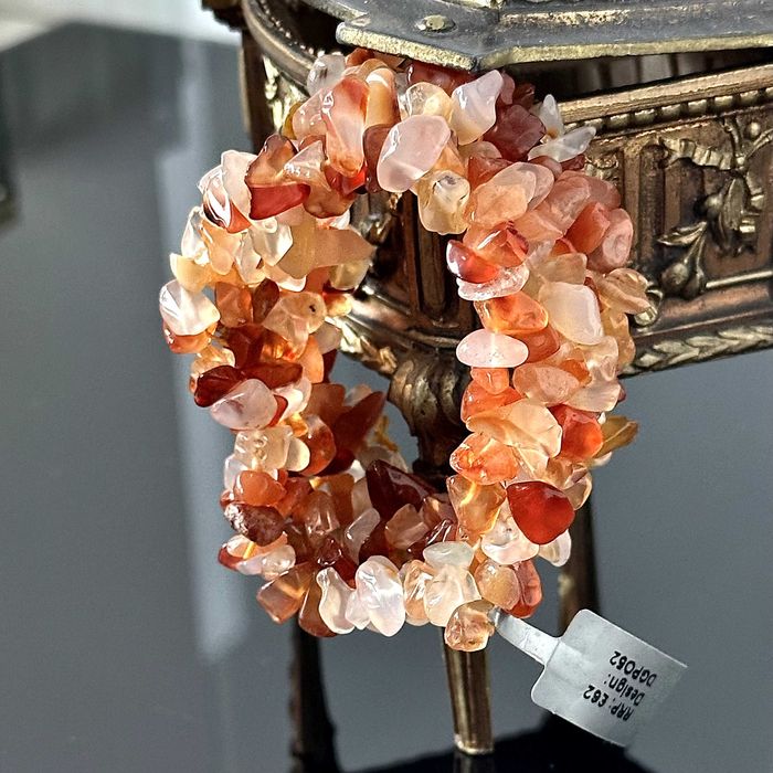 Szeroka bransoletka z naturalnym Karneolem z lat 70-tych z Londynu