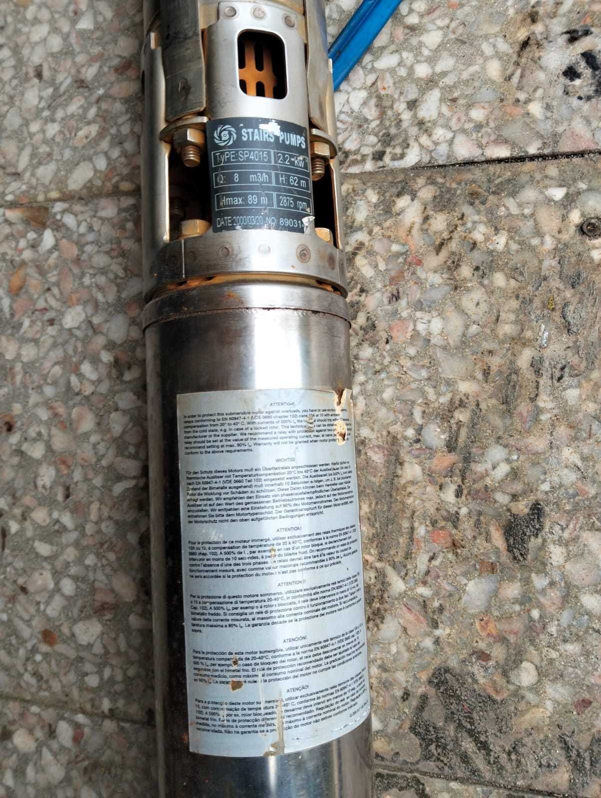 Bomba submersível de furo artesiano 2.2 kW, 2 polegadas