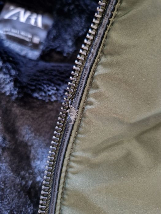 Taliowana kurtka damska zimowa  Zara kaczy puch plus pierze r M-L