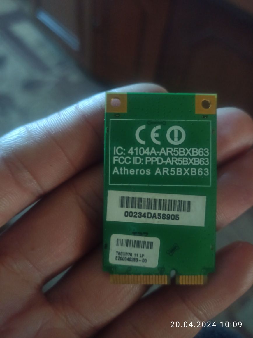Модуль atheros ar5bxb63 wi-fi 802.11 b/g wlan mpci-e card
