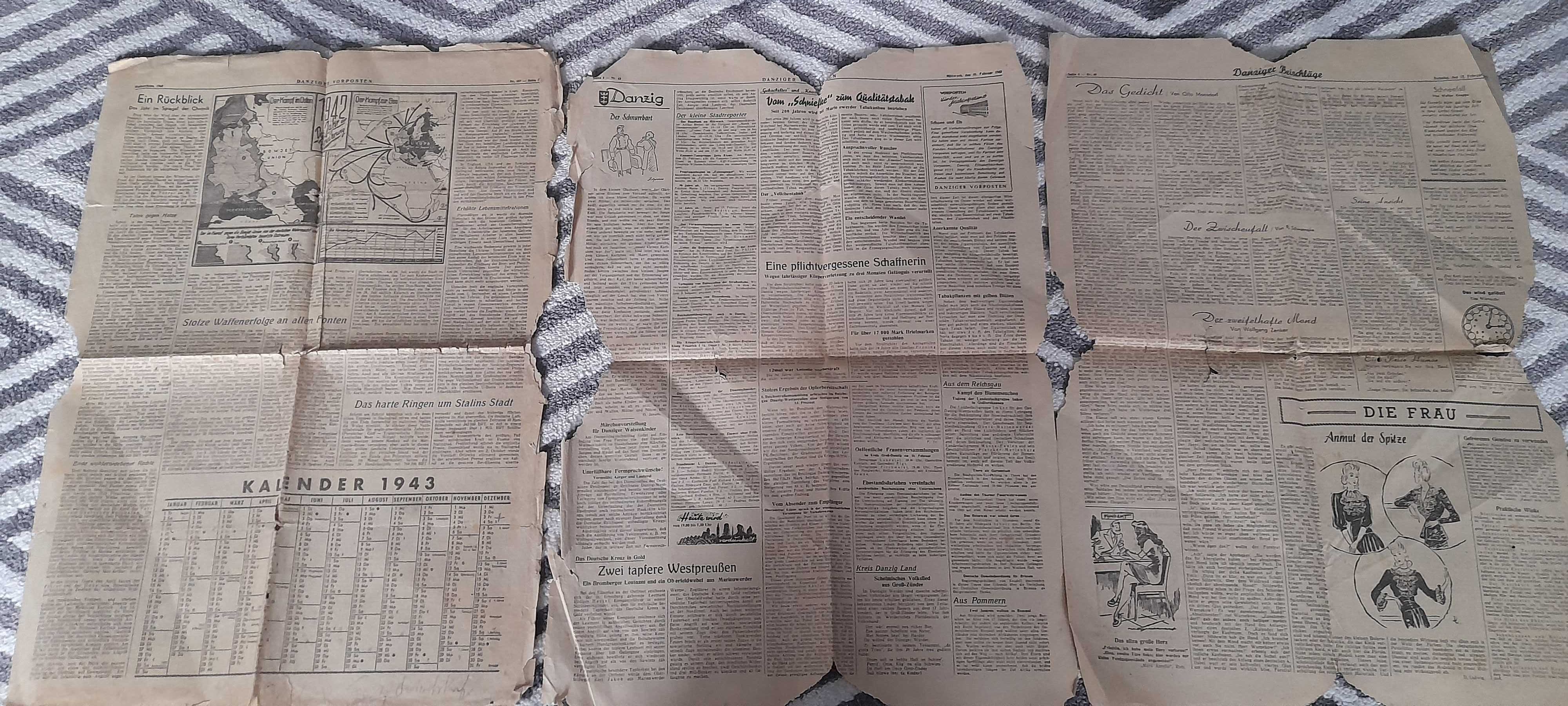 Niemcy Danzig faszystowskie gazety Danziger vorposten, rzesza 1941r