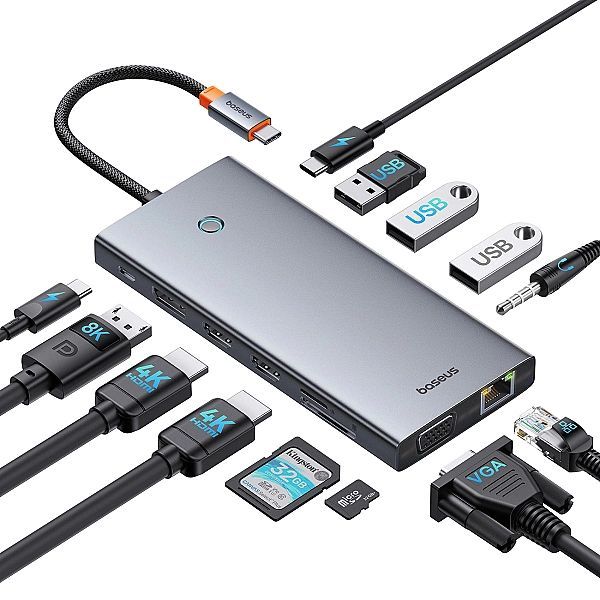 Hub Baseus PortalJoy Series 13w1 Usb-c - 2x Hdmi / Dp / Vga / Usb-a 3.