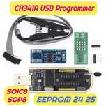 Програматор CH341A 24 25 FLASH EEPROM з кліпсою/прищіпкою адаптером