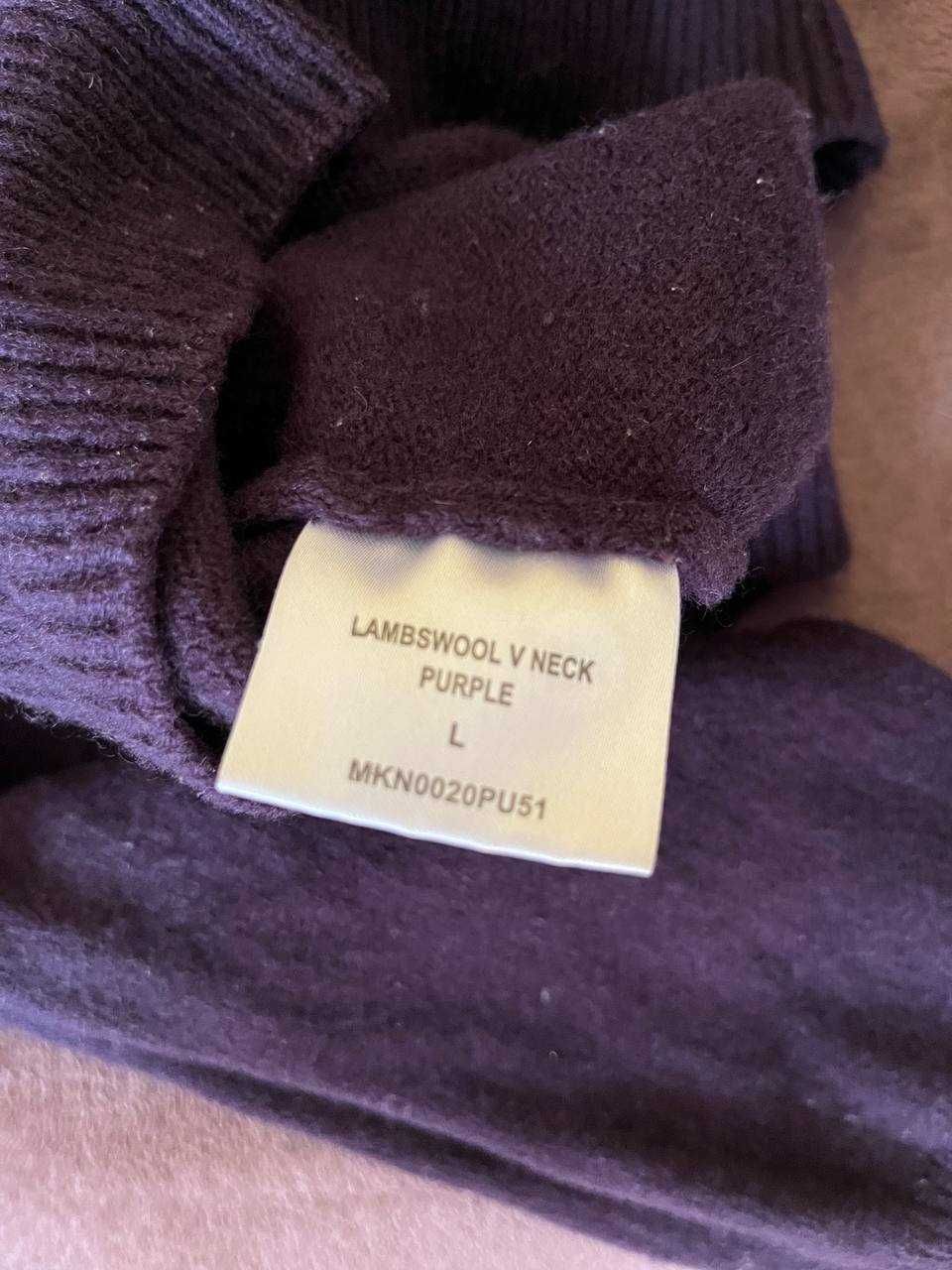 Barbour шерстяний светр вовна lambswool v neck purple