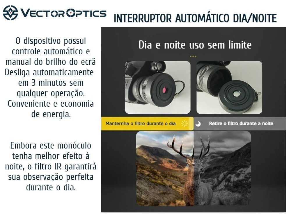 Monóculo de visão noturna e diurna digital VectorOptics 5x32