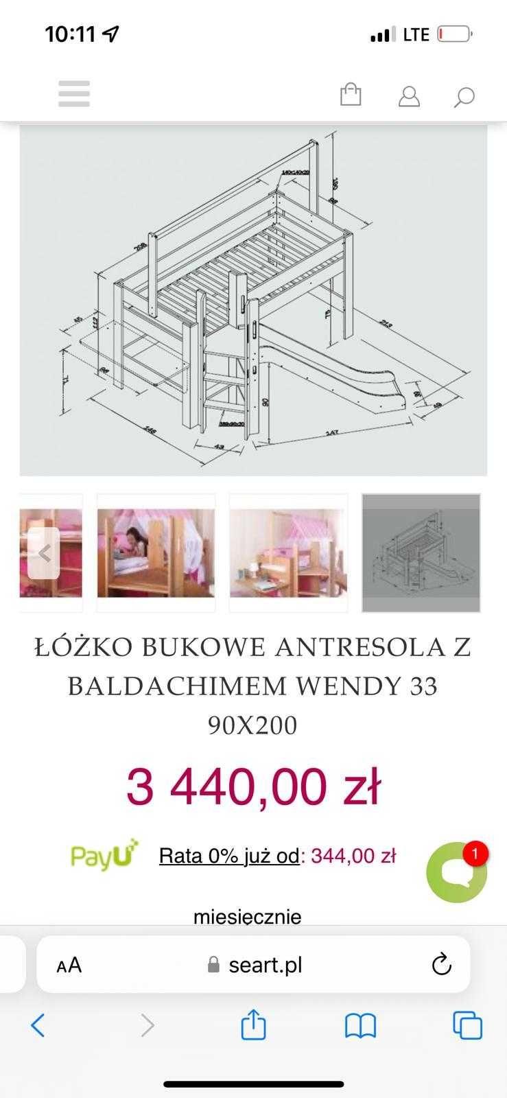 Sprzedam dziecięce łóżko bukowe marki Seart.pl