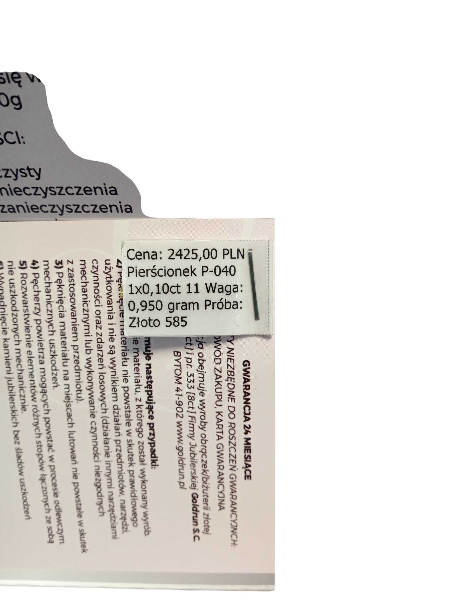 Pierścionek z diamentem 585 0,90 g Certyfikat / Nowy Lombard / TG