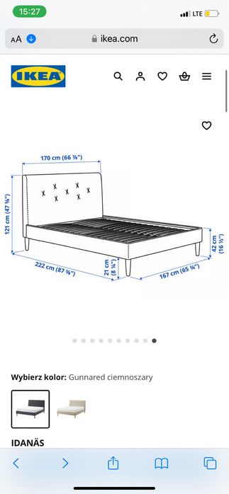 Lóżko IDANÄS 160x200 bladoróżowy szary HIT stelaż materac Gdańsk X2