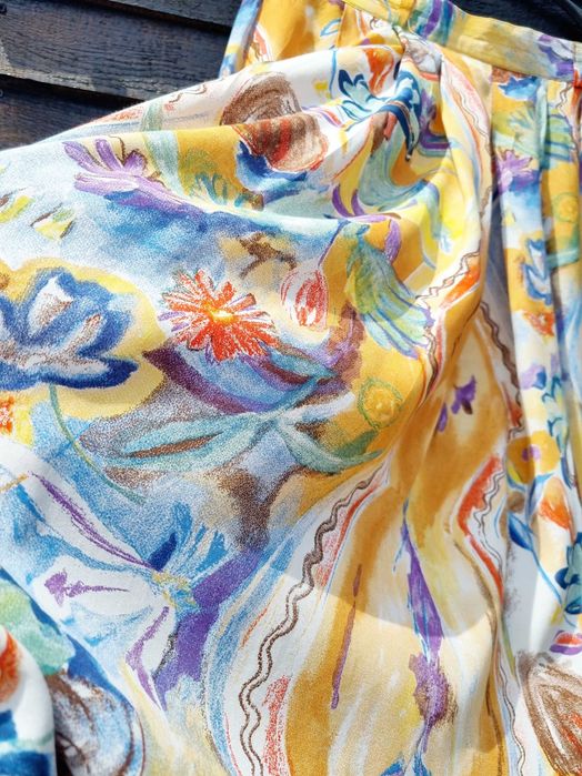 Юбка винтажная вискозная плиссе батал