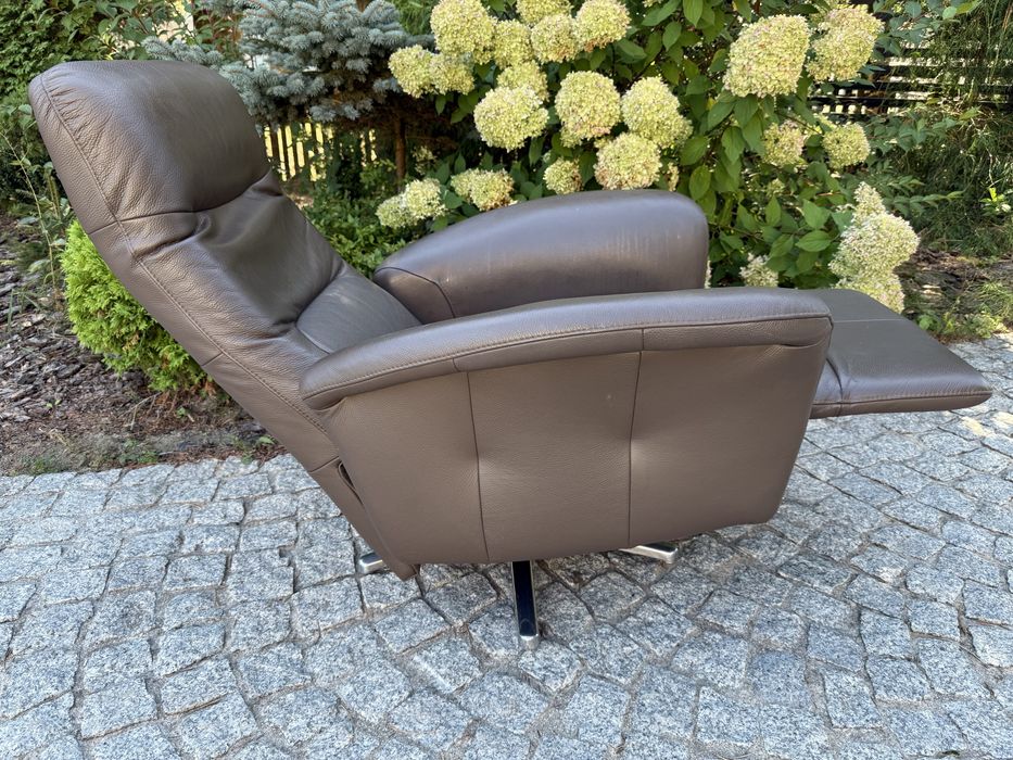 fotel rozkładany z funkcją relax relaksacyjny TV skóra naturalna