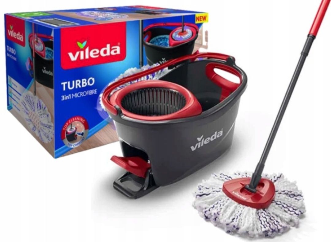 Zestaw Vileda Wiadro i mop obrotowy Vileda Turbo 38 cm GRATIS AJAX i D