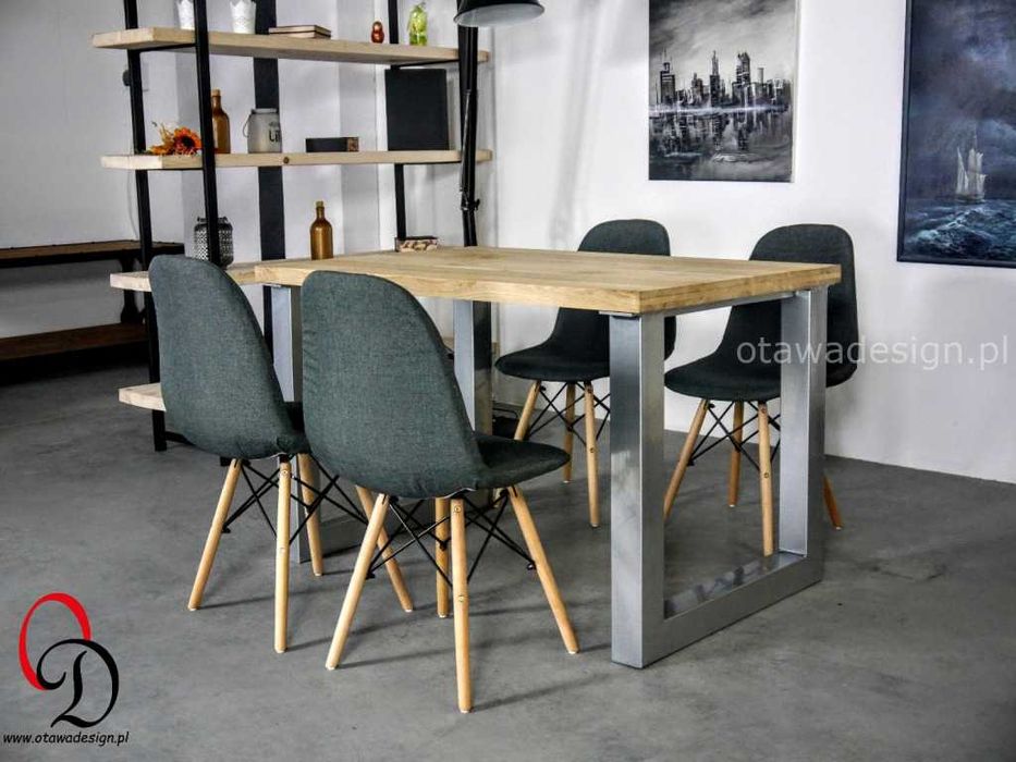 Nowoczesny stół loftowy LOFT z litego drewna stalowe nogi