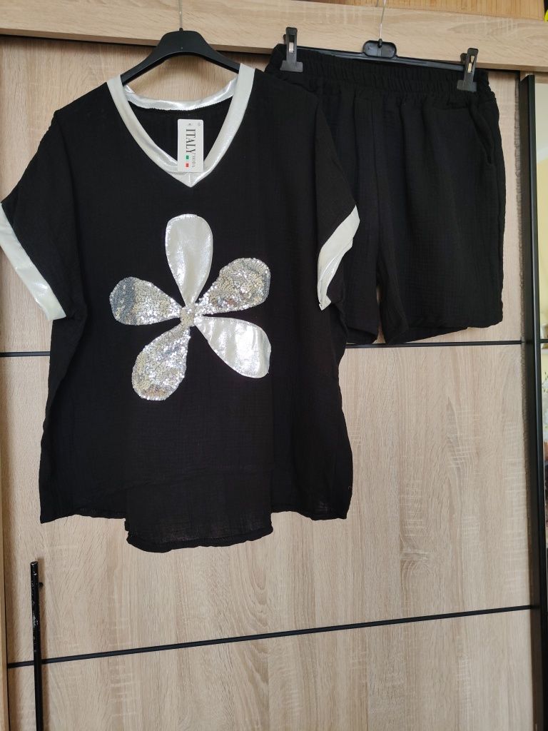 Zestaw komplet muślin bawełna bawełniany plus size 48 50 duży rozmiar