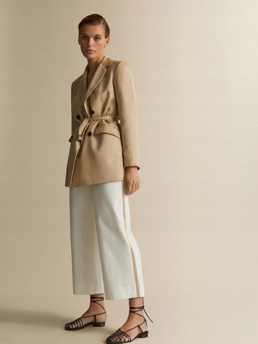 укорочені брюки, кюлоти з льону та бавовни massimo dutti, оригінал