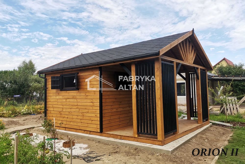 Domek drewniany, ogrodowy, 5x4, domki, taras