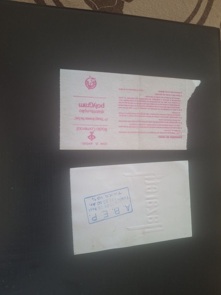 Bilhetes antigos concerto nazareth Rainbow