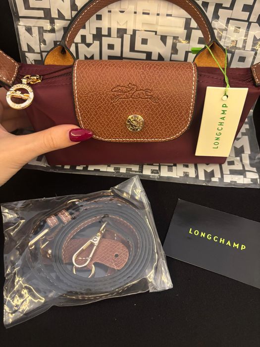 Mini Longchamp Bordô