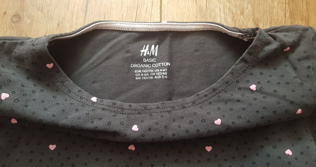 H&M bluzka z długim rękawem 110 /116 serca