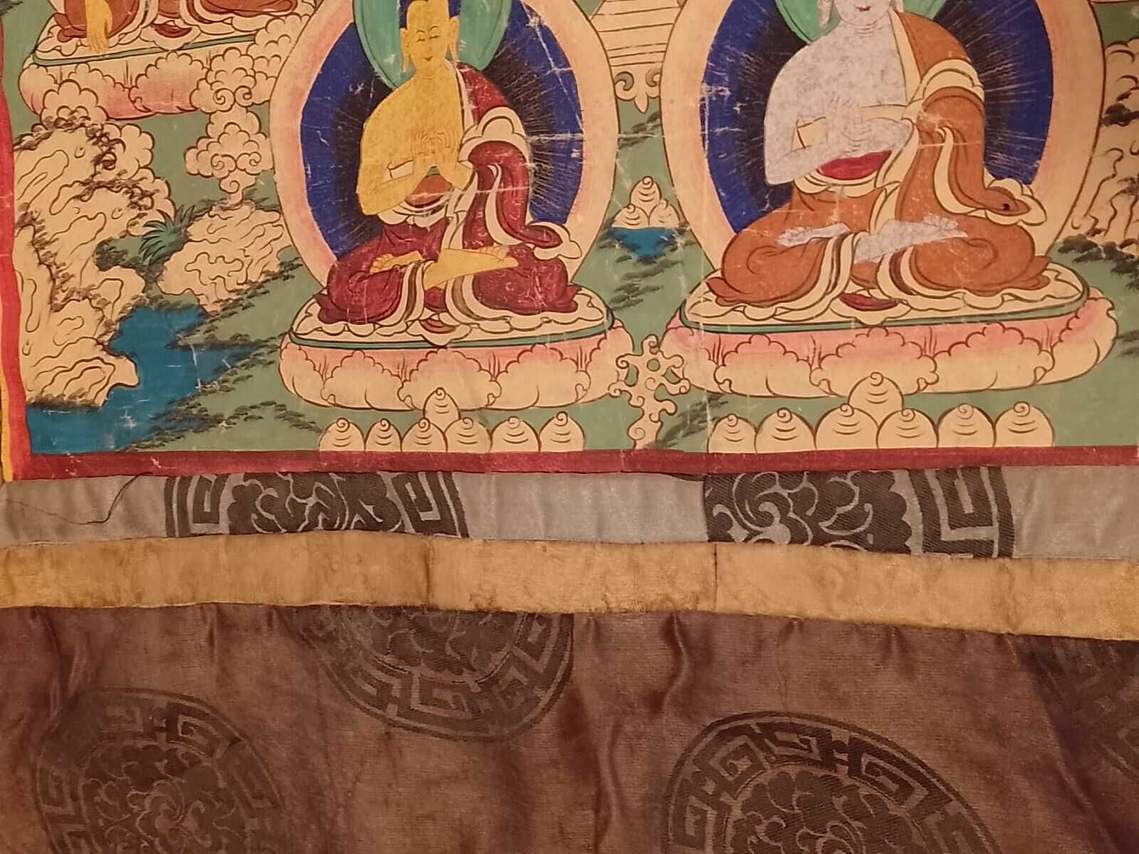 Tybetański Obraz Buddyjski Tanga (Thangka) XIX w. Olej Jedwab