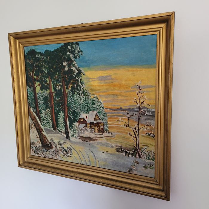 Obraz zimy sygnowany 1975 rok