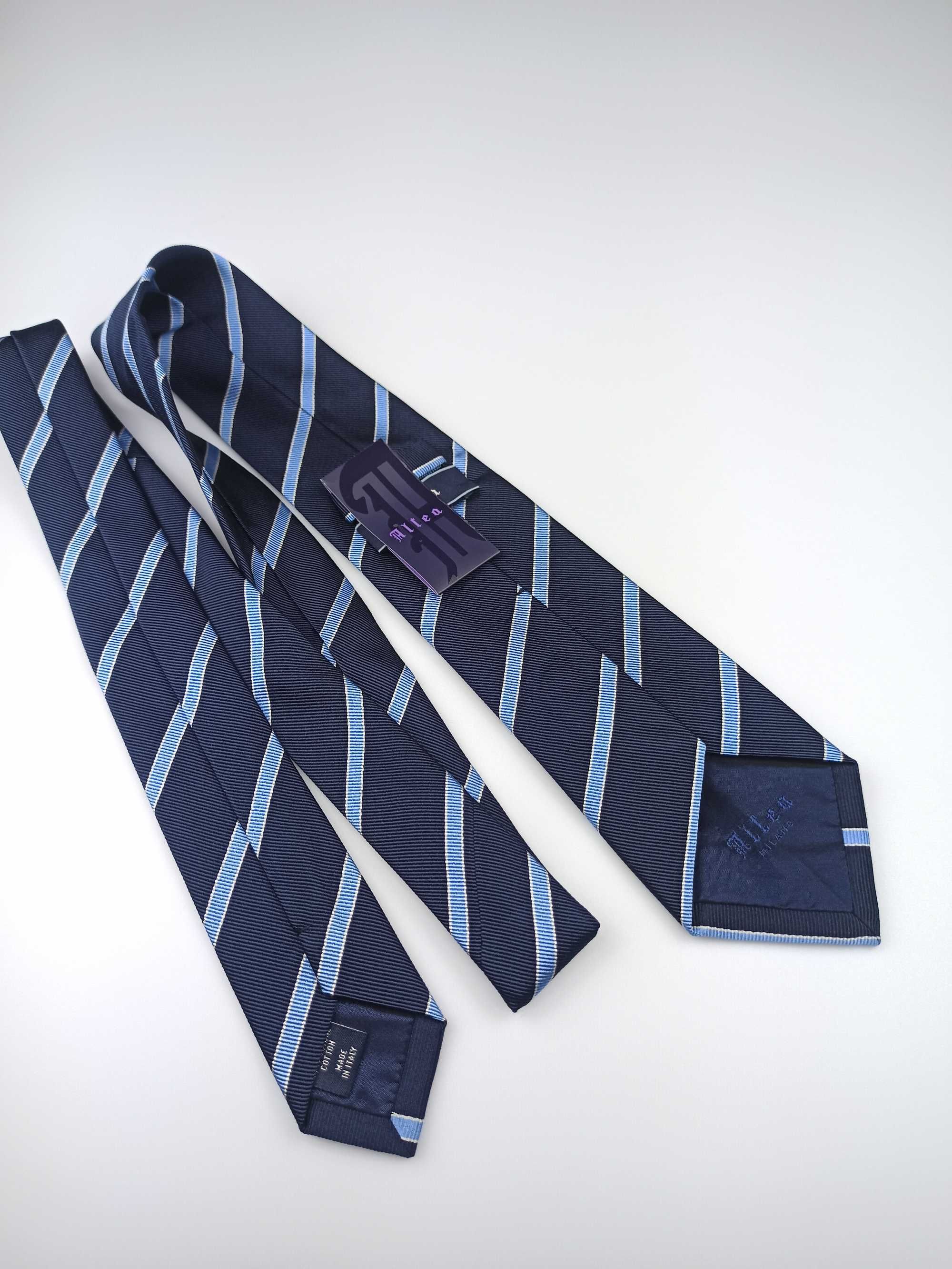 Altea granatowy jedwabny krawat w paski regimental f55
