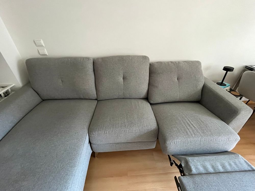 Sofá Chaise Longue Esq + Sist Relax eletrico + Baú + Carregador USB