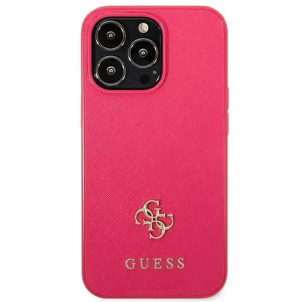 Etui Guess iPhone 13 Pro Różowe Saffiano 4G Metal Logo