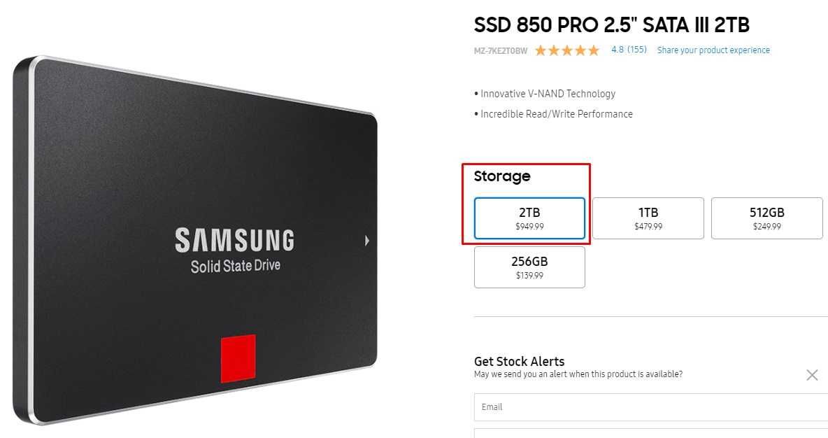 надёжный SSD диск Samsung 850 Pro 2 TB накопитель ТБ SATA MLC