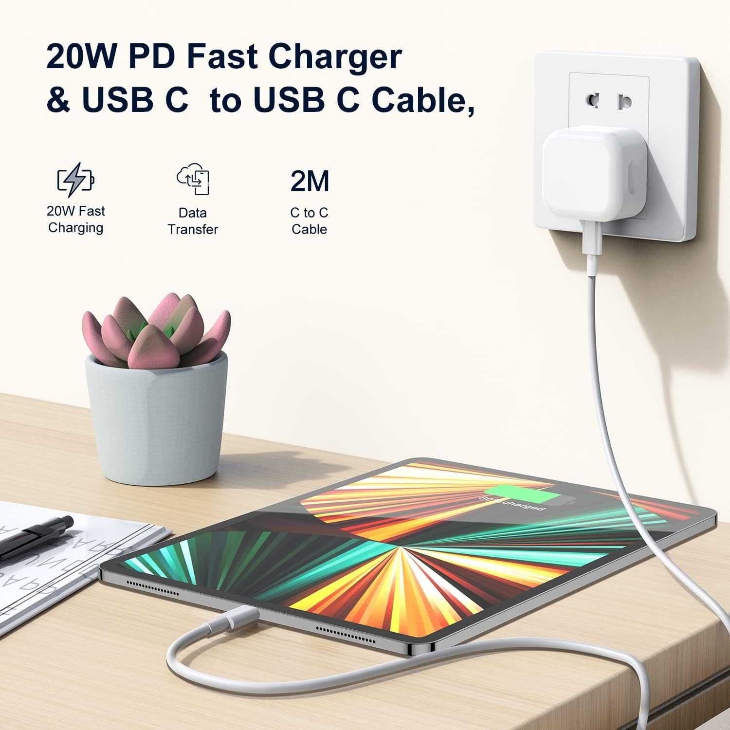 ładowarka ścienna USB C 20W, USB C 2 m