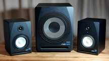 Sistema 2.1 colunas monitores Swisssonic ASM5 + SUB10