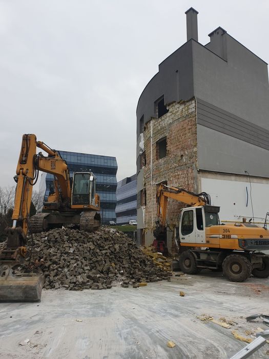 Wyburzenia, Kucie betonu młotem, Kruszenie szczęką, Cięcie stali, KRK