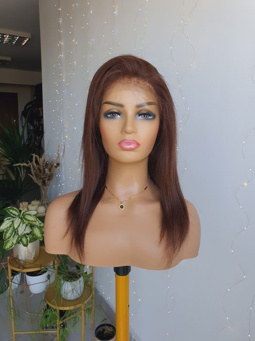 Peruka z włosów naturalnych w 100% Olga lace front brąz