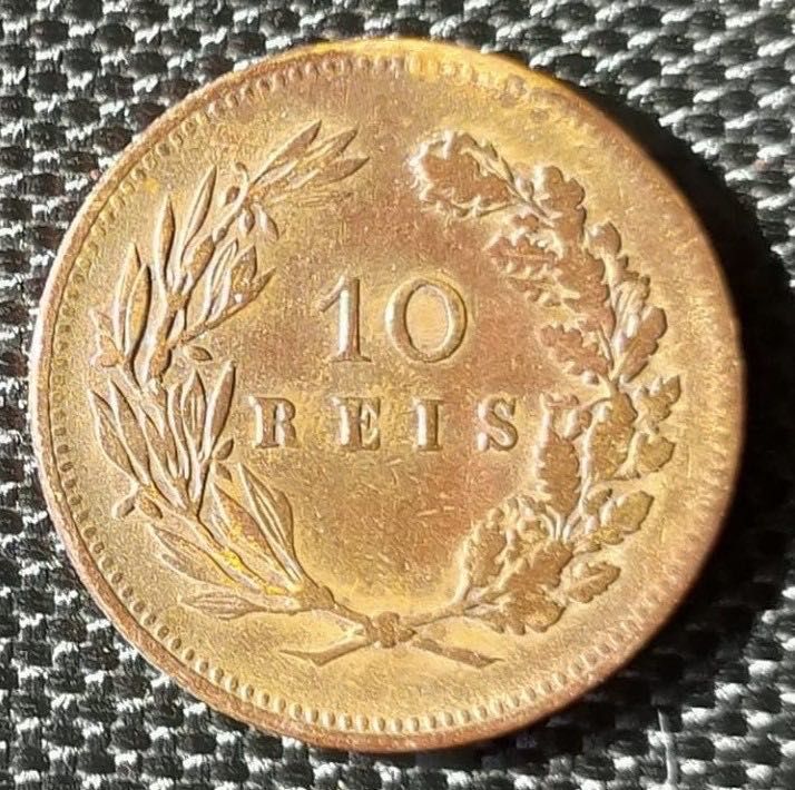 Moeda de 10 reis em bronze - D. Carlos I - Portugal - 1891