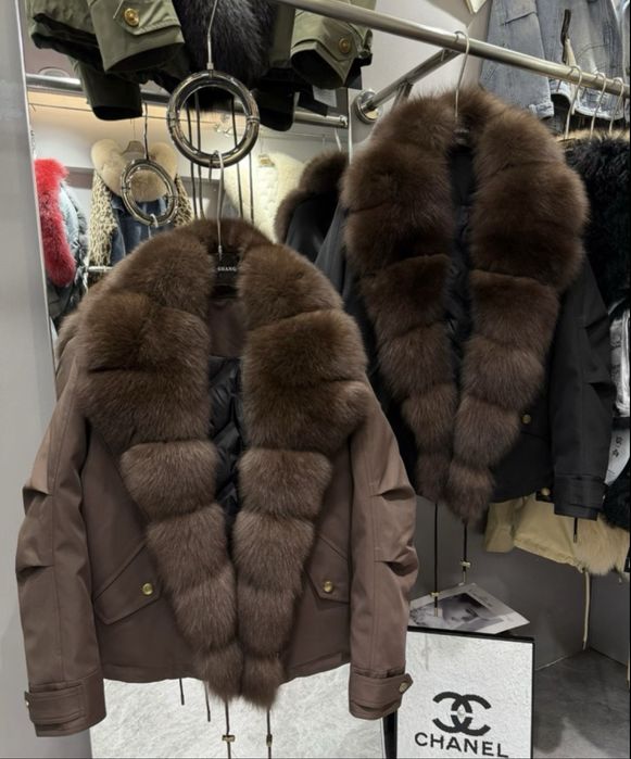 Парка, пуховик, натуральне хутро