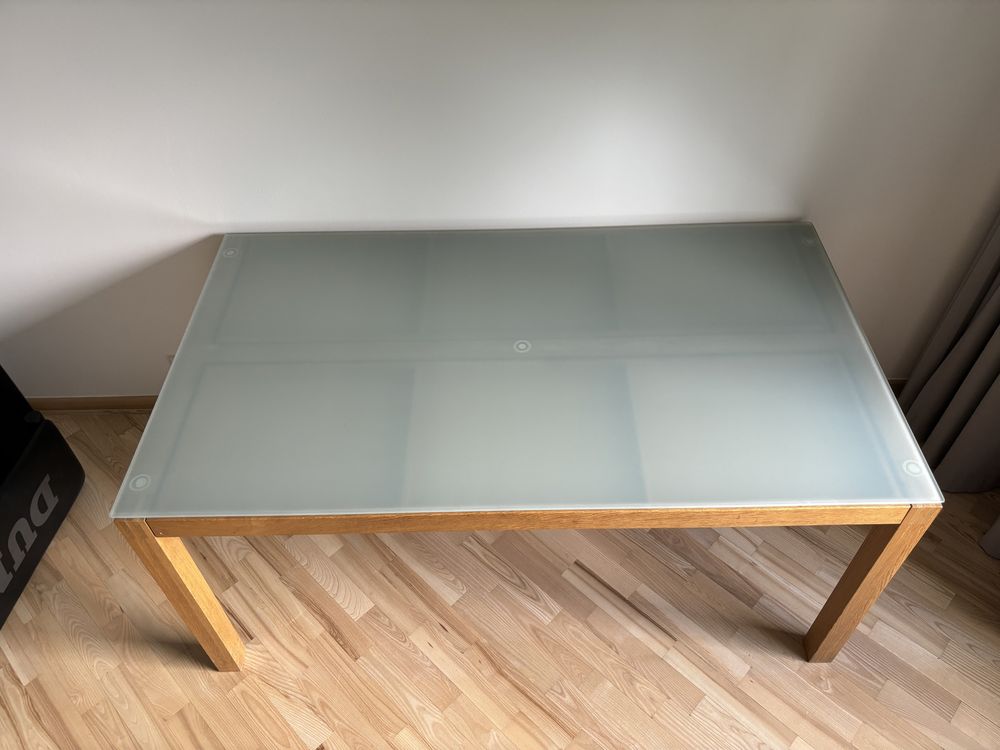 Wyjątkowy Stół do Jadalni z Szufladami i Szkłem 159 x 90 cm