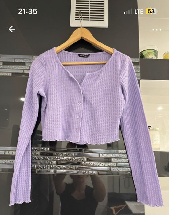 Sweter liliowy kardigan shein L damski