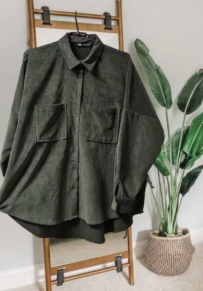 Рубашка Zara свободного кроя оверсайз с большими нагрудными карманами