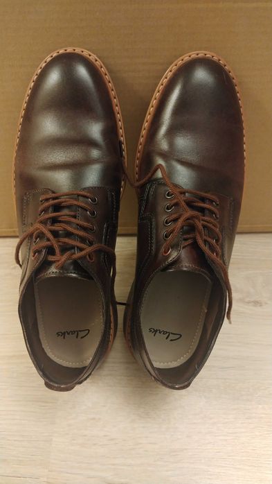 Clarks - Brązowe buty sznurowane męskie