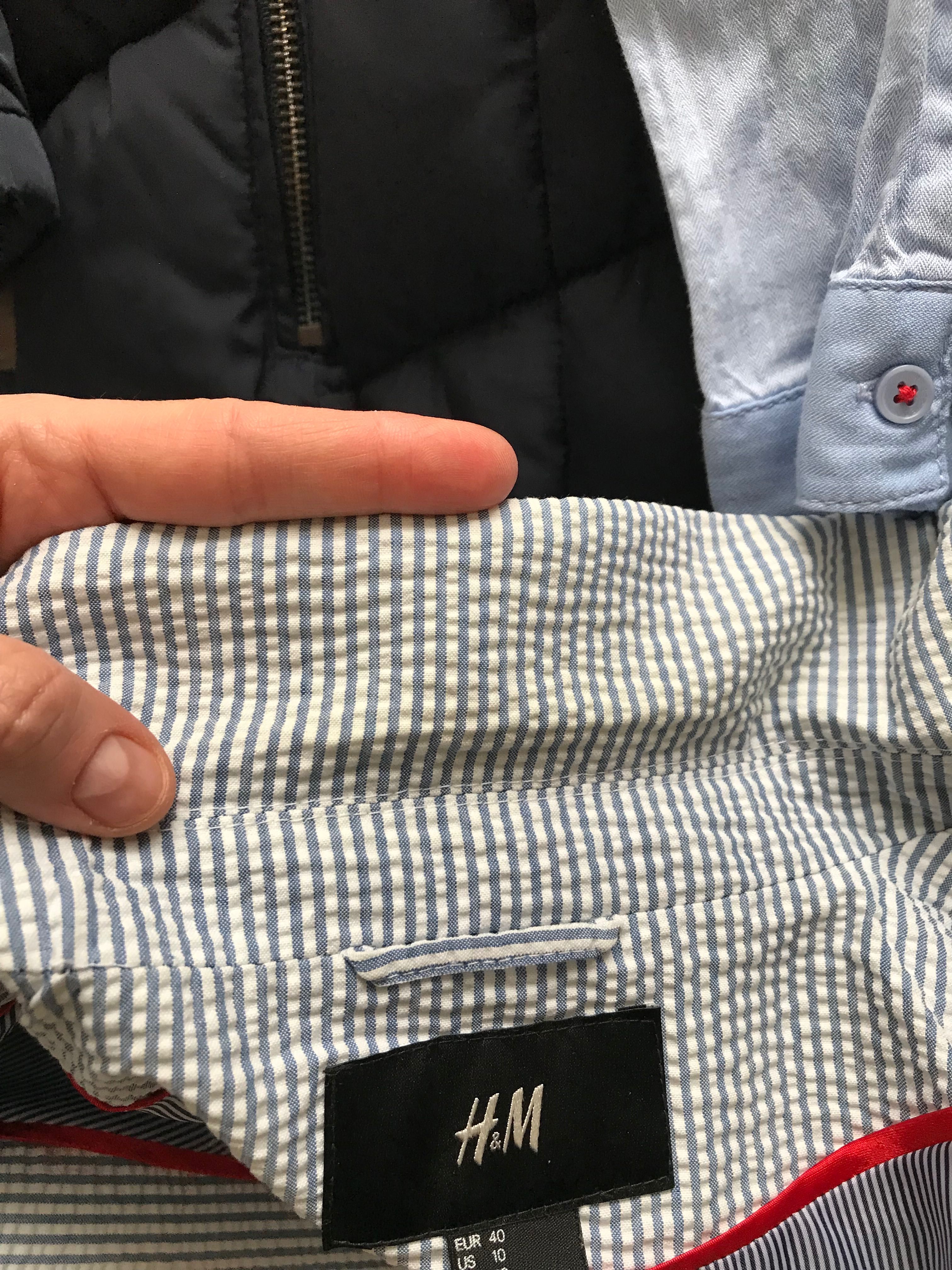 H&M damski żakiet/marynarka w jasnoniebieskie paski r. 40 wymiary opis