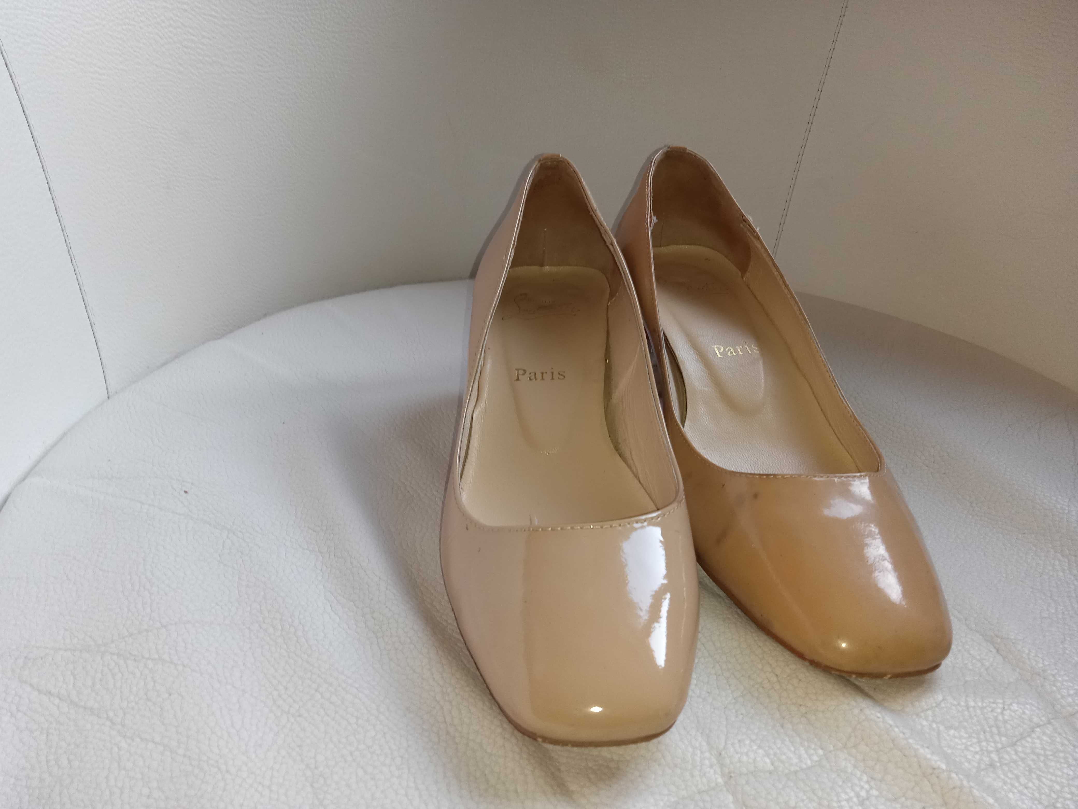 Louboutin nude kryształki 100% oryginał czółenka Unikat-38