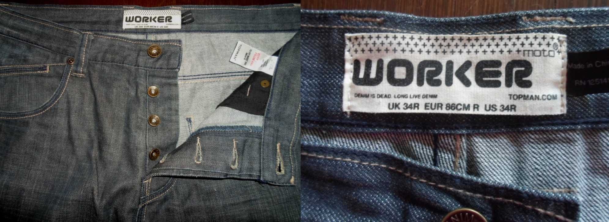 джинсы мужские WORKER TOPMAN W 34 L 32 пояс 94см