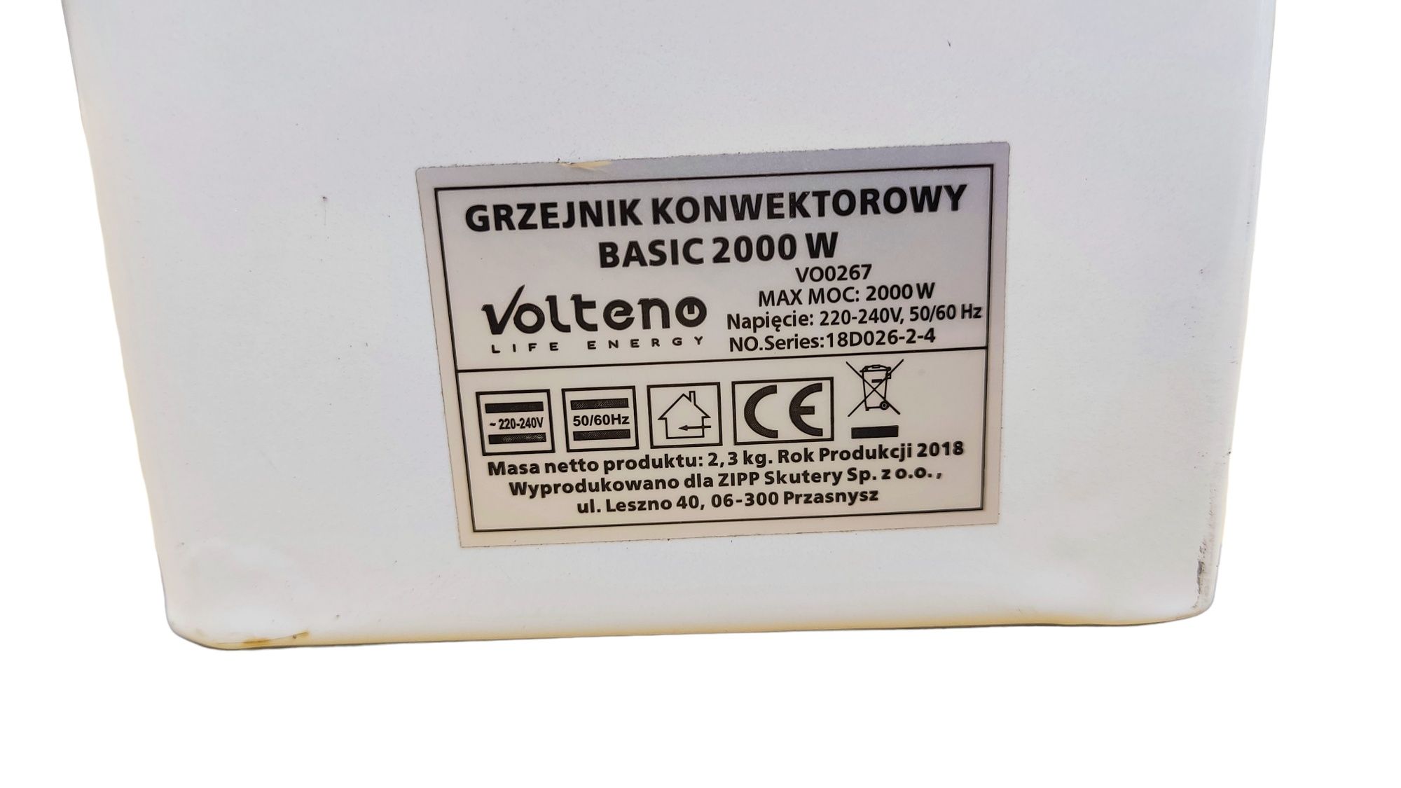 J.NOWY Grzejnik konwektorowy VOLTENO V0267 Basic Farelka Termowentylat