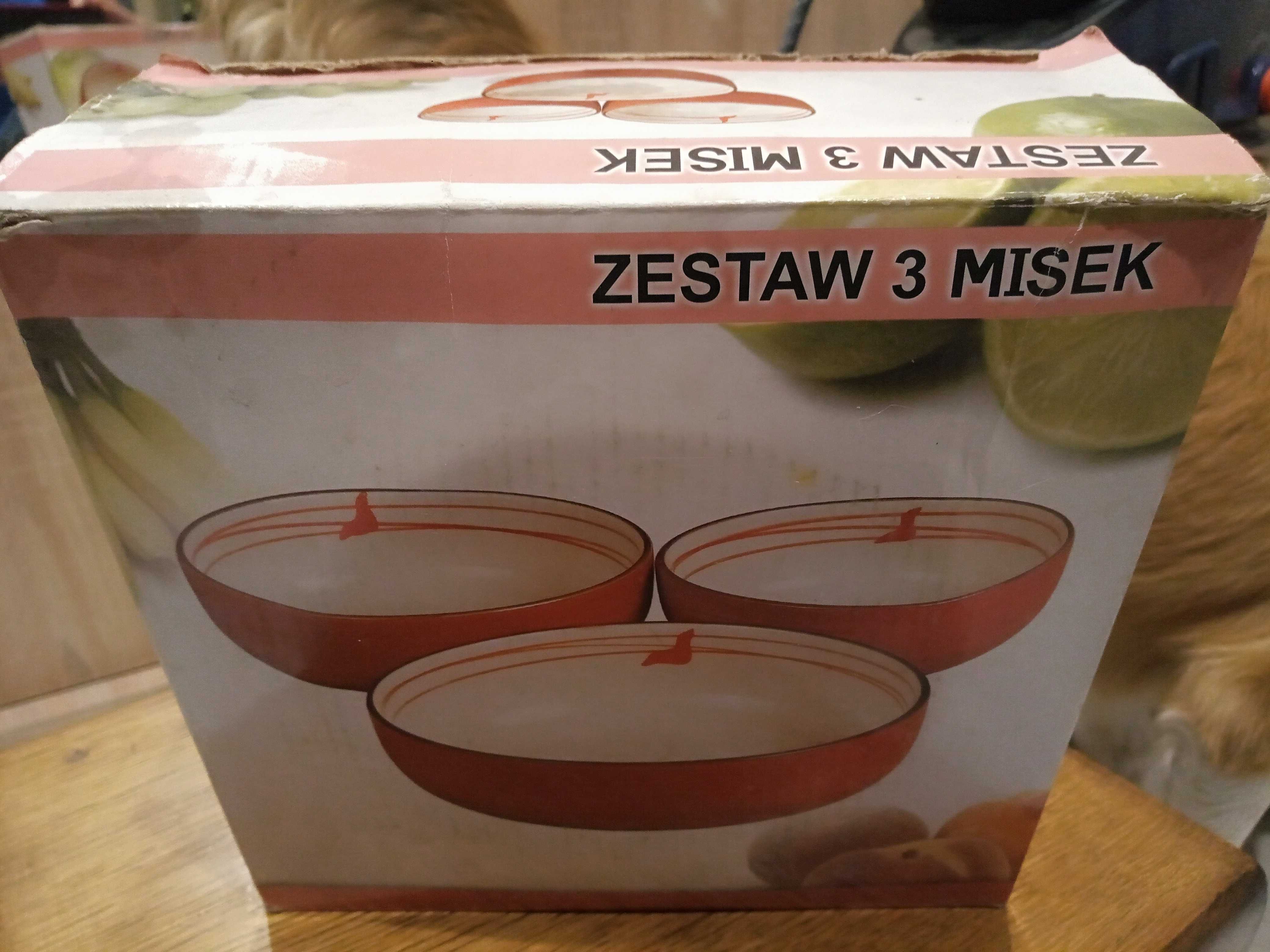 Miski ceramiczne czerwone komplet 3 szt